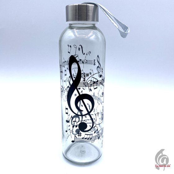 Botella con notas musicales