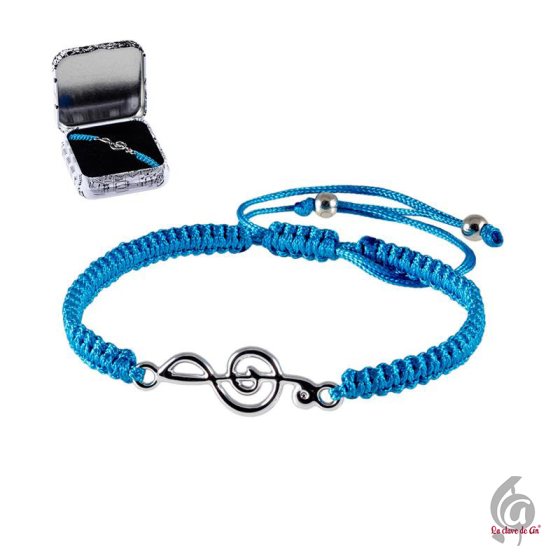 Pulsera clave de sol azul claro