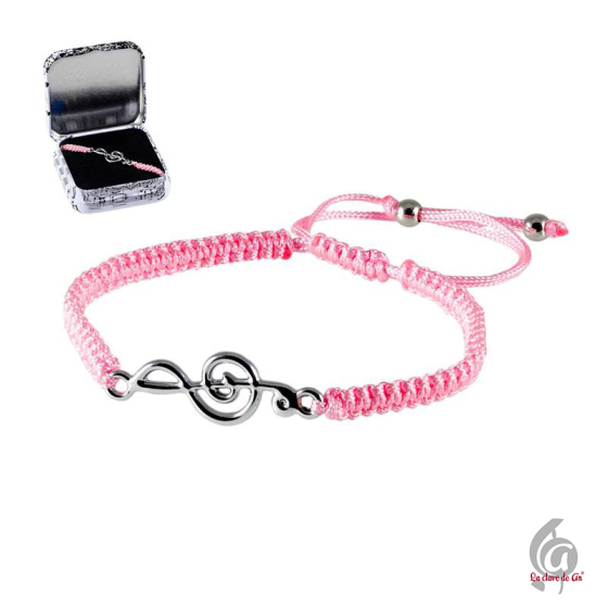 Pulsera clave de sol rosa