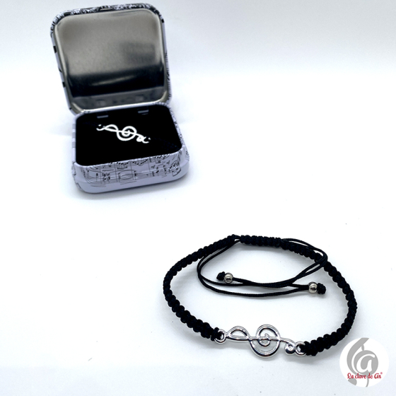Pulsera clave de sol negra